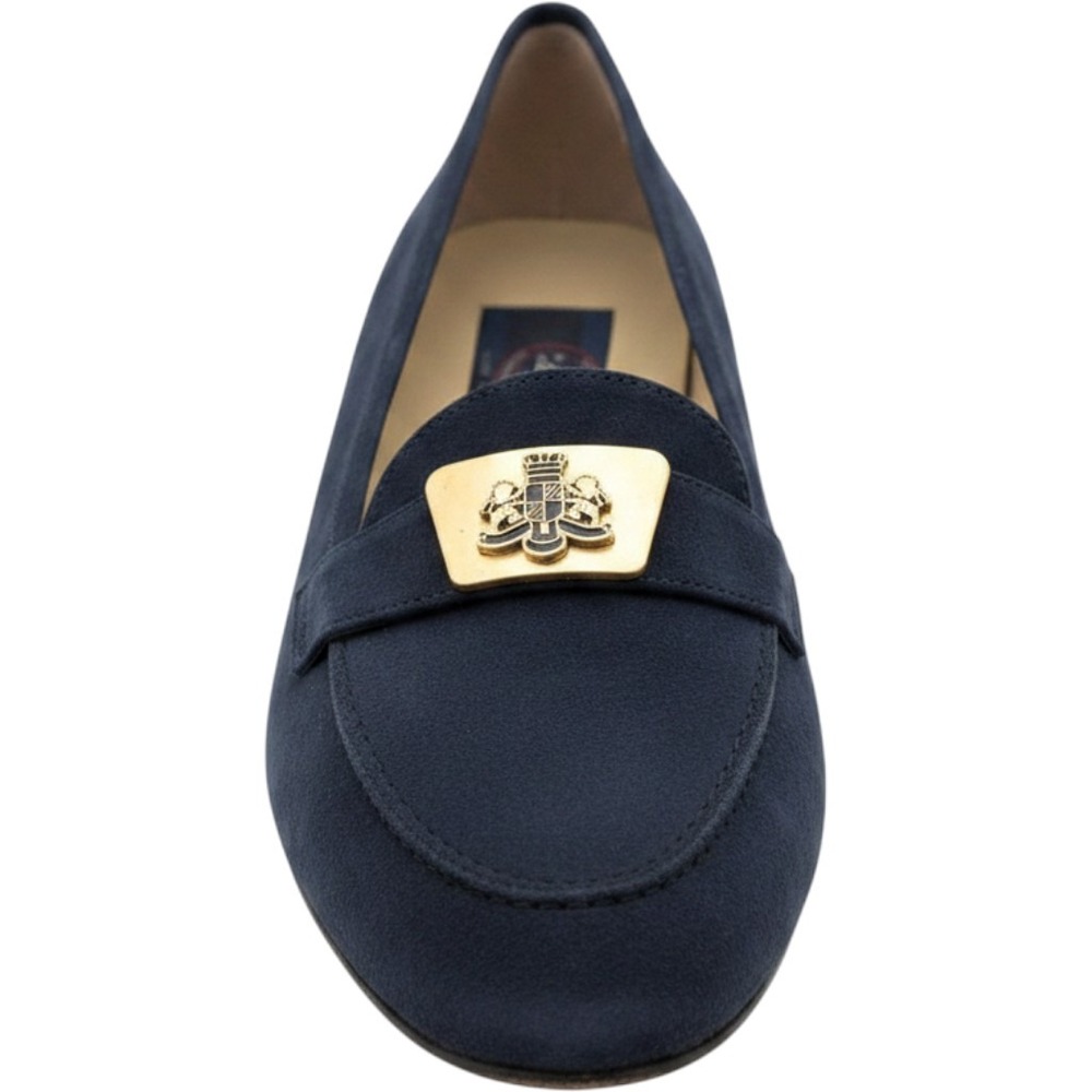 Allen Solly Navy Blue Suede Crest Loafers Made in Italy‎ Womens 7.5 M